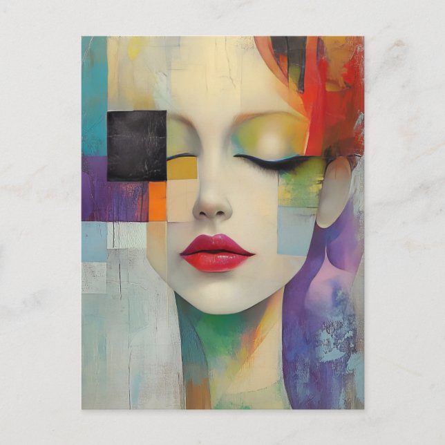 Portrait in Colour Block Surrealism  Postcard (Front)