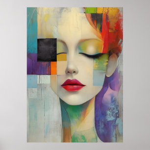Portrait in Colour Block Surrealism Poster