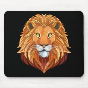 Portrait lion head front view mouse mat
