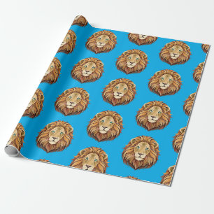 Portrait lion head front view wrapping paper