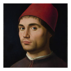 Portrait Man Antonello Messina painting art vintag Poster
