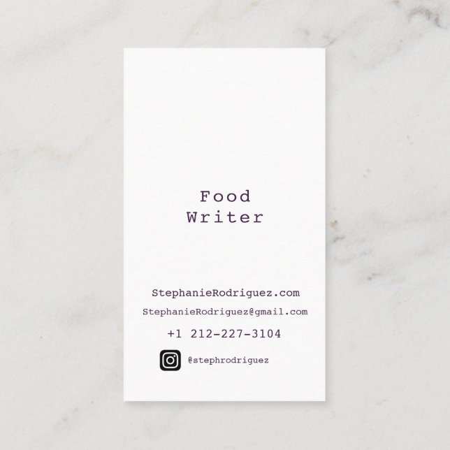 Portrait Modern Template Business Card (Back)