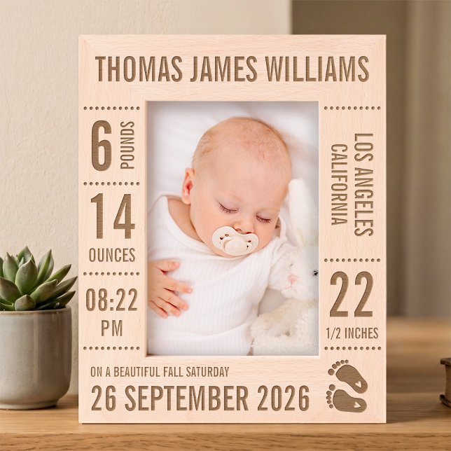 Portrait Newborn Picture Frame Birth Stats 5x7 (Creator Uploaded)