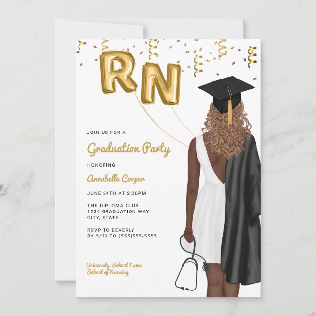 Portrait Nursing School Graduation Party Invitation (Front)