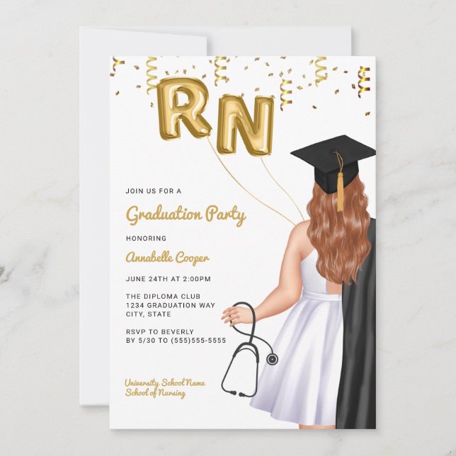 Portrait Nursing School Graduation Party Invitation (Front)