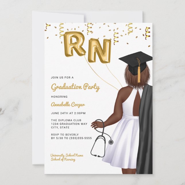Portrait Nursing School Graduation Party Invitation (Front)