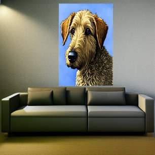 Portrait of a Airedale Terrier AI Art Poster
