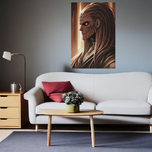 Portrait of a alien with wood skin    AI Art Poster