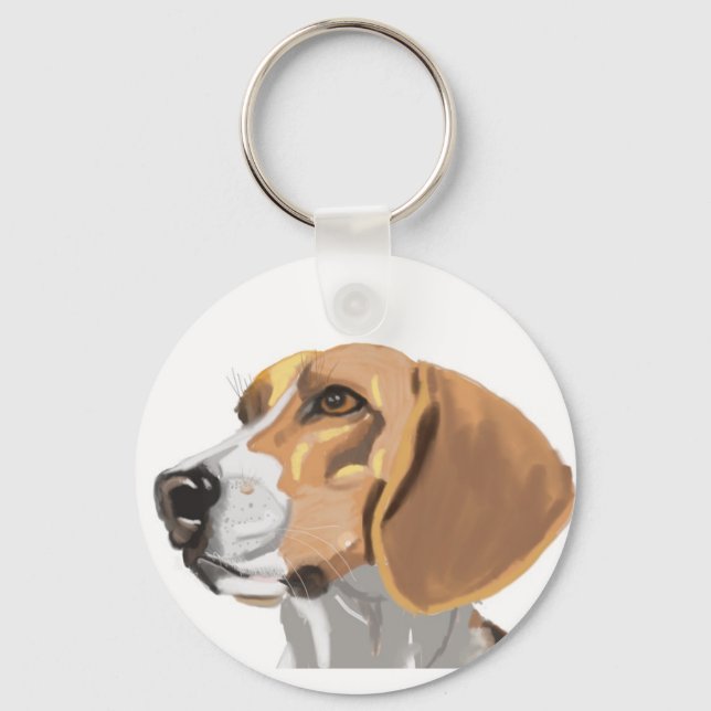 Portrait of a Beagle Head  Key Ring (Front)