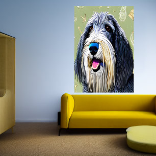 Portrait of a Bearded Collie   AI Art  Poster