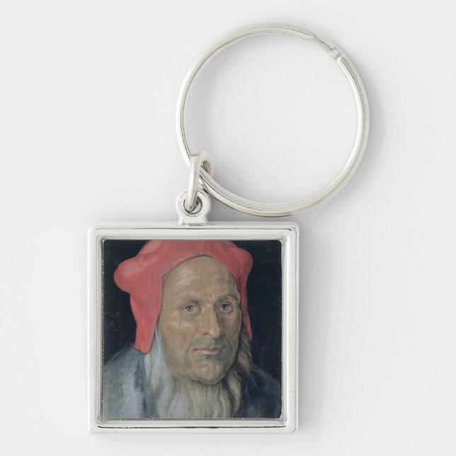 Portrait of a Bearded Man in a Red Hat, 1520 (oil Key Ring (Front)