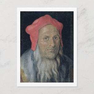Portrait of a Bearded Man in a Red Hat, 1520 (oil Postcard