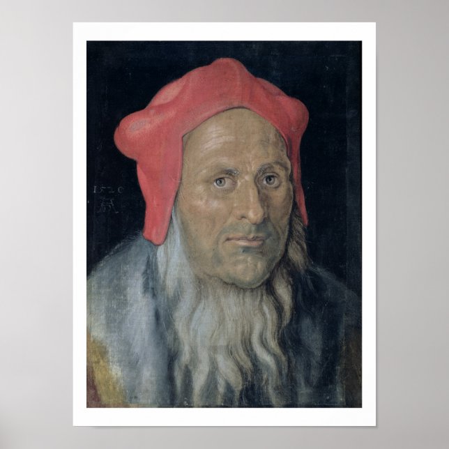 Portrait of a Bearded Man in a Red Hat, 1520 (oil Poster (Front)