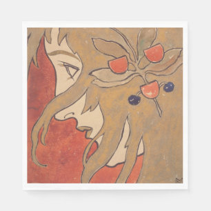 Portrait of a Beautiful Girl in Red (Art Nouveau) Napkin