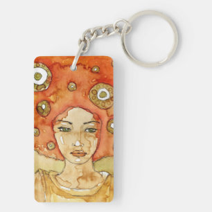 Portrait of a beautiful girl key ring