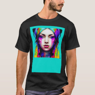 Portrait of a Beautiful Goddess Bright Colour Drip T-Shirt