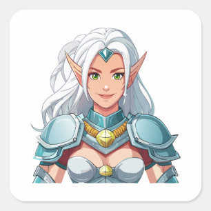 Portrait of a beautiful woman elf square sticker