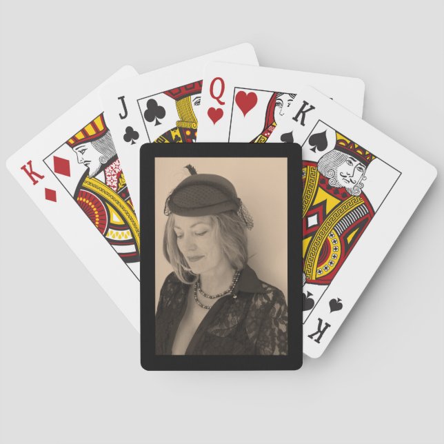 Portrait of a Beautiful Woman Playing Cards (Back)
