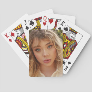 Portrait of a Beautiful Young Woman Playing Cards