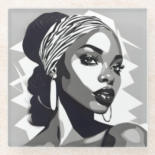 Portrait of a black Women Glass Coaster