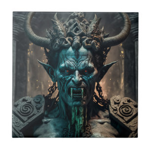 Portrait of a blue demon tile