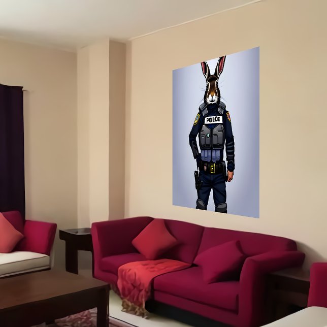 Portrait of a bunny in police uniform | AI Art Poster (Creator Uploaded)