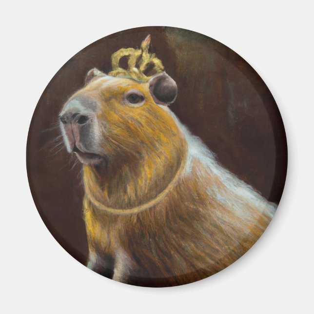 Portrait of a Capybara wearing mediaeval royal rob Magnet (Front)