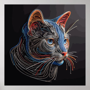 Portrait Of A Cat's Face - AI generated Poster