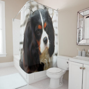 Portrait Of A Cavalier King Charles Spaniel Shower Curtain