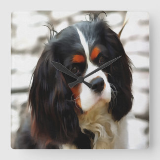 Portrait Of A Cavalier King Charles Spaniel Square Wall Clock