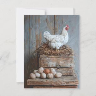 Portrait of a Chicken with Eggs Postcard
