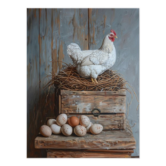 Portrait of a Chicken with Eggs Poster (Front)