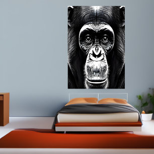 Portrait of a chimpanzee   AI Art  Poster