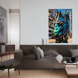 Portrait of a cool Reptilian alien AI Art Poster