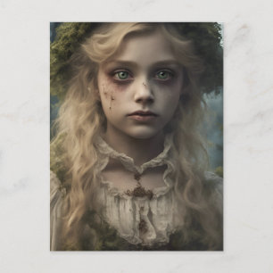 Portrait of a creepy undead Victorian blonde child Postcard