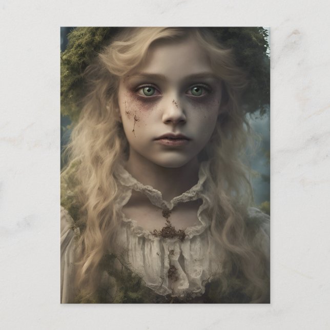 Portrait of a creepy undead Victorian blonde child Postcard (Front)