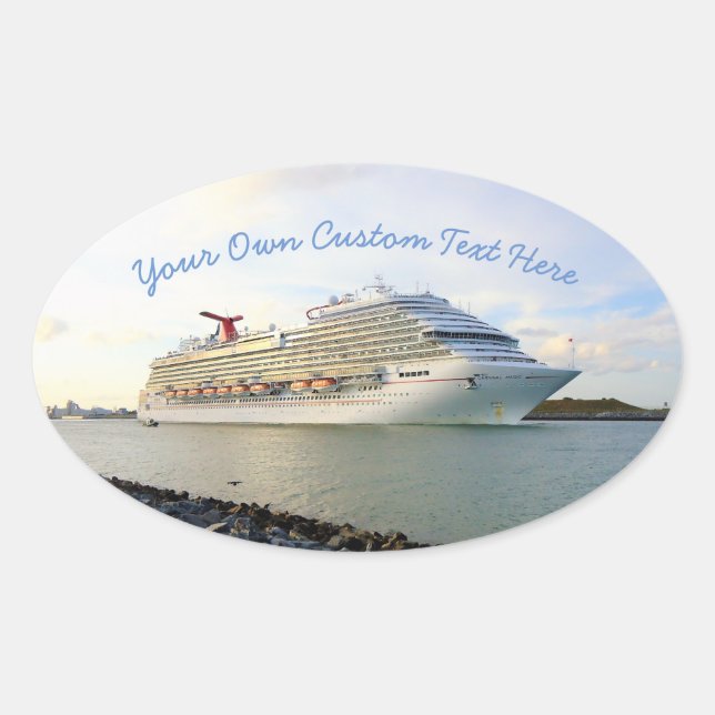 Portrait of a Cruise Ship Custom Oval Sticker (Front)