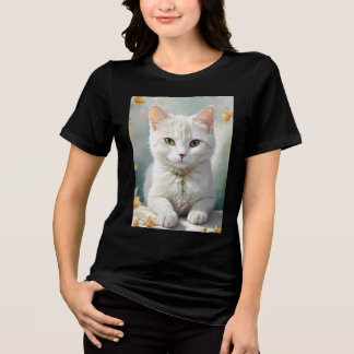 Portrait of a cute cat with jewellery. Tri-Blend shirt