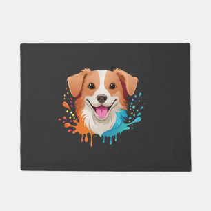 Portrait of a cute dog with fluid colours dripping doormat