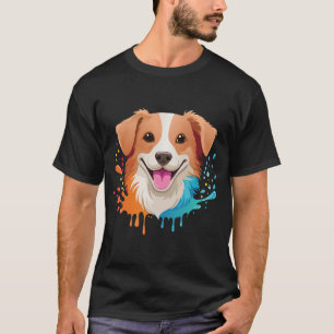 Portrait of a cute dog with fluid colours dripping T-Shirt
