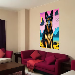 Portrait of a cute German Shepherd AI Art Poster