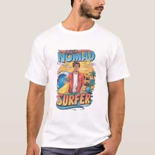 Portrait of a Digital Nomad Surfer guy T-Shirt