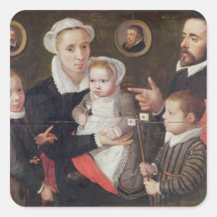 Portrait of a family square sticker