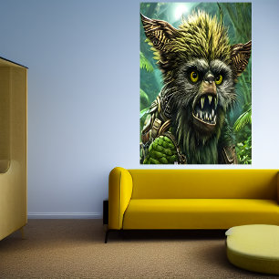 Portrait of a fantasy beast in the forest   AI Art Poster