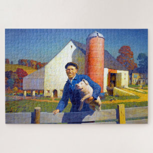 Portrait of a Farmer NC Wyeth 1943 Americana Art Jigsaw Puzzle