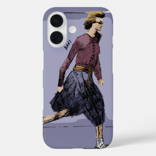 Portrait of A Fashionable Woman Walking Mid Stride iPhone 16 Case