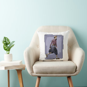 Portrait of A Fashionable Woman Walking Mid Stride Cushion