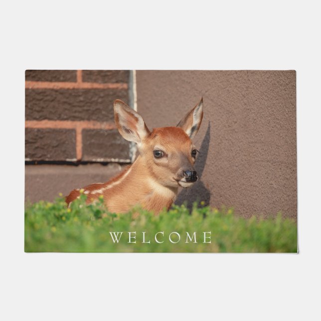 Portrait of a Fawn (white-tailed deer) Doormat (Front)