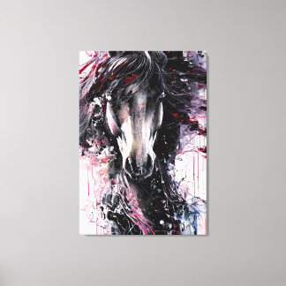 Portrait of a firey horse abstract canvas print