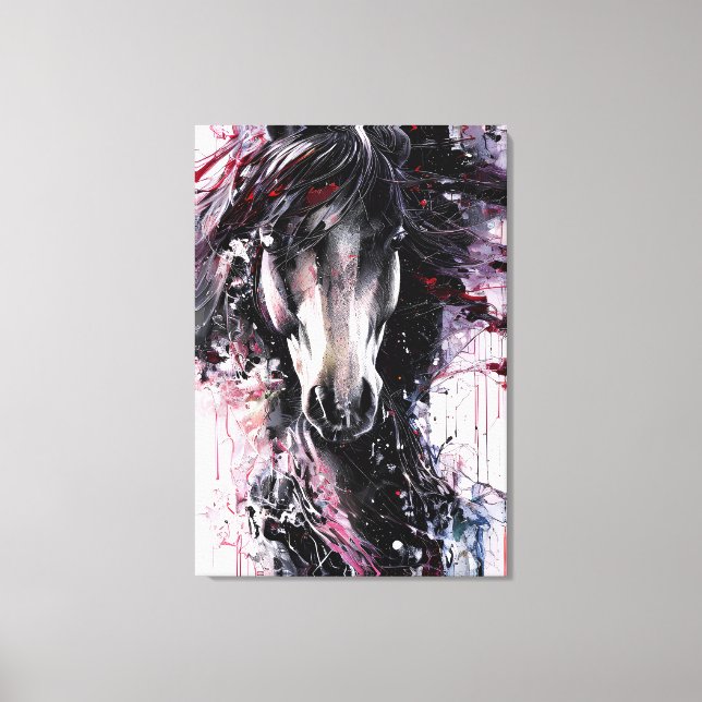 Portrait of a firey horse abstract canvas print (Front)